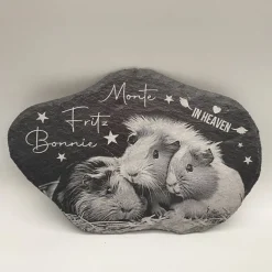 30 x 20 cm Wolke Schiefertafel mit Gravur – Personalisierter Gedenkstein mit Foto & Wunschtext – Tiere