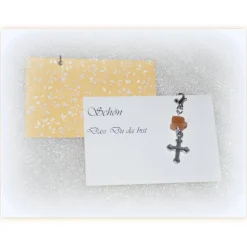6 x Gastgeschenke Aventurin mit Kreuzchen für Taufe, Kommunion