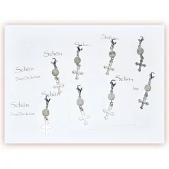 8 x Gastgeschenke Kreuzchen mit Achat für Taufe und Kommunion