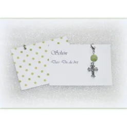 7 x Gastgeschenke Kreuze mit Glasperle für Taufe oder Kommunion, Willkommensgruß