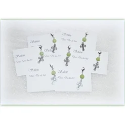 7 x Gastgeschenke Kreuze mit Glasperle für Taufe oder Kommunion, Willkommensgruß