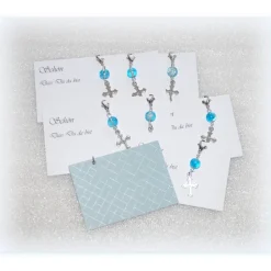 8 x Gastgeschenke mit Anhänger Kreuz und Kärtchen für Kommunion, Taufe, Konfirmation