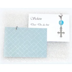 8 x Gastgeschenke mit Anhänger Kreuz und Kärtchen für Kommunion, Taufe, Konfirmation
