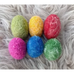 6 x OSTEREIER, Filzeier,  Naturmaterial 100% Wolle, ohne Styroporkern, Handmade, Deko