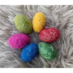 6 x OSTEREIER, Filzeier,  Naturmaterial 100% Wolle, ohne Styroporkern, Handmade, Deko
