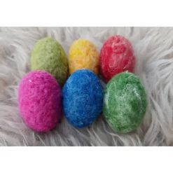 6 x OSTEREIER, Filzeier,  Naturmaterial 100% Wolle, ohne Styroporkern, Handmade, Deko