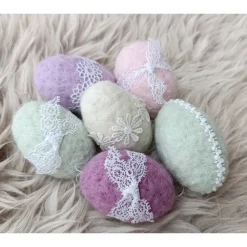 6 x OSTEREIER PASTELL, 100% Wolle, ohne Styroporkern, Filzeier, Deko, Naturmaterial weiche Wolle, Handangefertigt