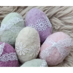 6 x OSTEREIER PASTELL, 100% Wolle, ohne Styroporkern, Filzeier, Deko, Naturmaterial weiche Wolle, Handangefertigt