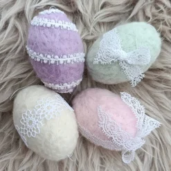 7 x OSTEREIER PASTELL, 100% Wolle, ohne Styroporkern, Filzeier, Deko,  Naturmaterial weiche Wolle, Handangefertigt