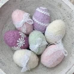 7 x OSTEREIER PASTELL, 100% Wolle, ohne Styroporkern, Filzeier, Deko,  Naturmaterial weiche Wolle, Handangefertigt