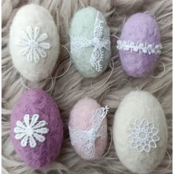 6 x OSTEREIER  PASTELL, 100%Wolle, ohne Styroporkern, Filzeier, Deko, handangefertigt