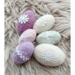 6 x OSTEREIER  PASTELL, 100%Wolle, ohne Styroporkern, Filzeier, Deko, handangefertigt
