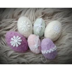 6 x OSTEREIER  PASTELL, 100%Wolle, ohne Styroporkern, Filzeier, Deko, handangefertigt