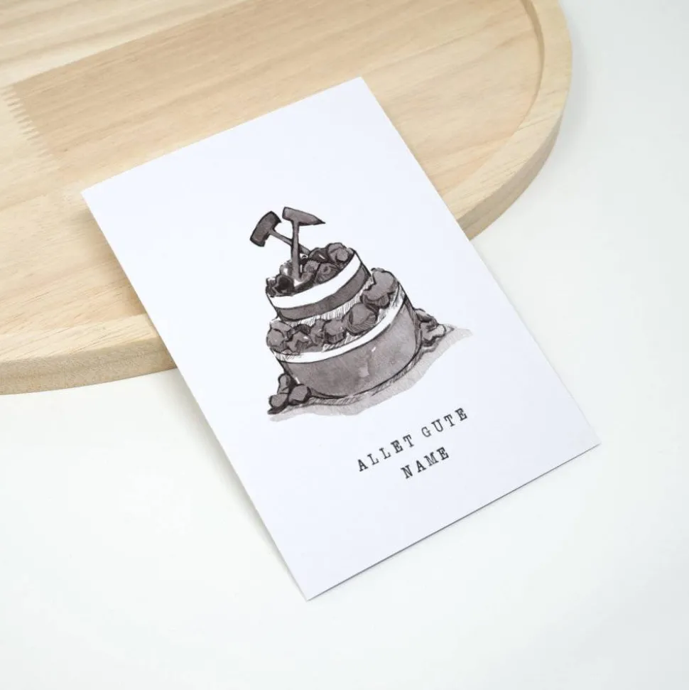 A6 Geburtstagskarte Torte aus Kohle | Ruhrgebiet, Ruhrpott | mit Umschlag, personalisierbar, eigener Name