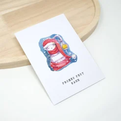 A6 personalisierte Weihnachtskarte mit Katze im Schnee | Personalisiert | Wunschname | PsychokItty