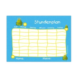 A4 Stundenplan | Frosch blau - personalisierbar, optional wiederbeschreibbar