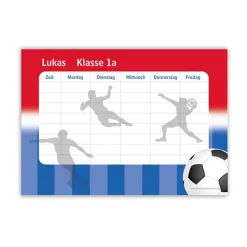 A4 Stundenplan | Fußball rot-blau - personalisierbar, optional wiederbeschreibbar