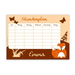 A4 Stundenplan | Fuchs - personalisierbar, optional wiederbeschreibbar