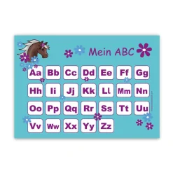ABC Lernposter | Pony Blumen - türkis lila