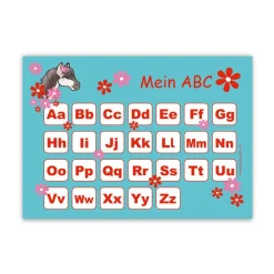 ABC Lernposter | Pony Blumen - türkis rot