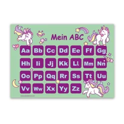 ABC Lernposter | Regenbogen Einhorn mint