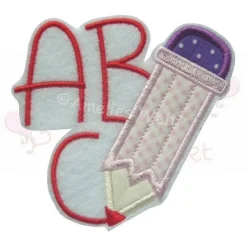 ABC mit Stift in rosa rot Applikation Aufbügler aufnäher