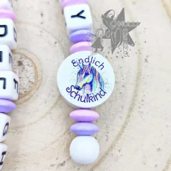 ABC Rechenkette Zählkette mit Name Einhorn - Endlich Schulkind  -Geschenk zur Einschulung-