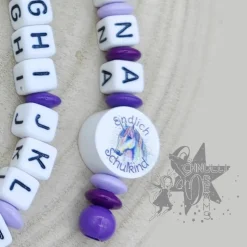 ABC und Rechenkette Zählkette mit Name Einhorn -Geschenk zur Einschulung-