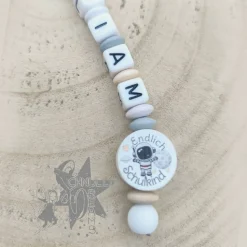 ABC und Rechenkette Zählkette mit Name Astronaut - Geschenk zur Einschulung -