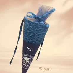 Abi 2026 Abschlusstüte, Geschenk zum Abitur personalisierbar - Blau gemustert