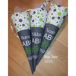 Abi Abschlusstüte Schultüte, Abitur Schultüte -  Abi 2026 Grau grüne Kreise