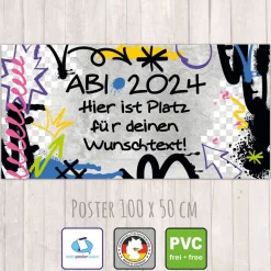 Abitur Banner - 100 x 50 cm | Graffiti - personalisierbar mit Wunschtext