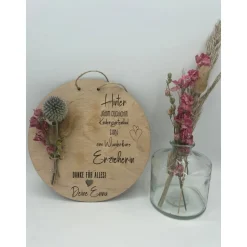 Abschiedsgeschenk, Erzieher Geschenk,  Erzieher Abschiedsgeschenk, Holzschild Trockenblumen,  Kindergarten geschenk, Ges
