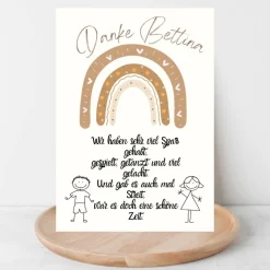 Abschiedsgeschenk Erzieherin personalisiert Herz braun | Poster Urkunde | Geschenk Kindergarten Danke Regenbogen