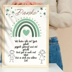 Abschiedsgeschenk Erzieherin Danke Regenbogen grün | Poster Urkunde | Geschenk Kindergarten Erzieher