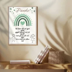 Abschiedsgeschenk Erzieherin Danke Regenbogen grün | Poster Urkunde | Geschenk Kindergarten Erzieher