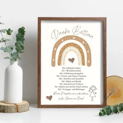 Abschiedsgeschenk Erzieherin personalisiert Herz grün | Poster Urkunde | Geschenk Kindergarten Danke Regenbogen