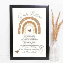 Abschiedsgeschenk Erzieherin personalisiert Herz grün | Poster Urkunde | Geschenk Kindergarten Danke Regenbogen