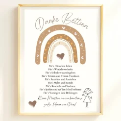 Abschiedsgeschenk Erzieherin personalisiert Herz grün | Poster Urkunde | Geschenk Kindergarten Danke Regenbogen