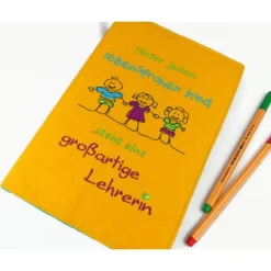 Abschiedsgeschenk Grundschule, Geschenke für Lehrer, Notizbuch Filz mit Spruch, Abschiedsgeschenk Erzieherin