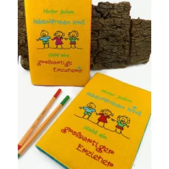 Abschiedsgeschenk Grundschule, Geschenke für Lehrer, Notizbuch Filz mit Spruch, Abschiedsgeschenk Erzieherin