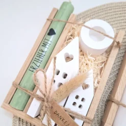 Abschiedsgeschenk Kindergarten KITA Erzieherin mit Herz Geschenkset Dankeschön Häuser / Lichthäuser Kerzenhalter Stern K