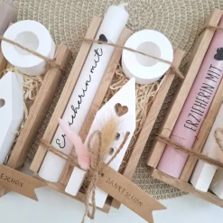 Abschiedsgeschenk Kindergarten KITA Erzieherin mit Herz Geschenkset Dankeschön Haus / Lichthaus Kerzenhalter rund Kerzen