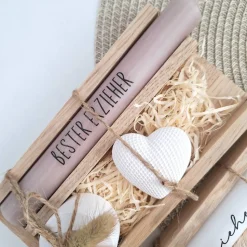 Abschiedsgeschenk Kindergarten KITA Erzieherin mit Herz Dekoherz Kerzenhalter rund Geschenkset Dankeschön Kerzenset