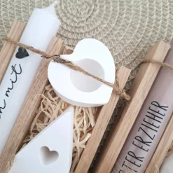 Abschiedsgeschenk Kindergarten KITA Erzieherin mit Herz Geschenkset Dankeschön Haus / Lichthaus Kerzenhalter Herz Kerzen