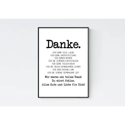 Abschiedsgeschenk Kollege Kollegin Verabschiedung Ruhestand Rente Geschenk Poster Bild schwarz weiß