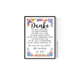 Abschiedsgeschenk Kollegin Kollege Verabschiedung Ruhestand Rente Geschenk Poster Bild Blumen Vögel Bunt