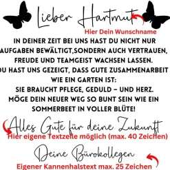 Abschiedsgeschenk Mitarbeiter ,personalisierte Gießkanne zur Rente, Jobwechsel , Ruhestand ,Versetzung