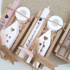 Abschiedsgeschenk Schule Lehrerin mit Herz Lehrer Geschenkset Dankeschön Haus / Lichthaus Kerzenhalter rund Kerzenset St