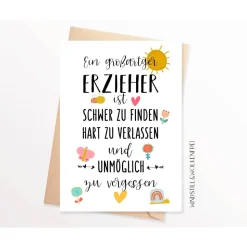 Abschiedskarte Kindergarten Kita Erzieher Grundschule Abschiedsgeschenk Karte Dankeskarte